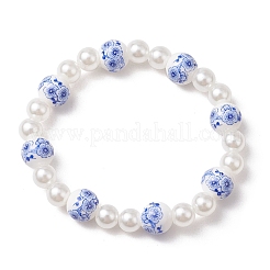 ABS Plastic Imitation Pearl Round Beads Stretch Bracelets for Women&nbsp;BJEW-JB11606-01