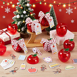 12Pcs Teachers' Day Apple Shaped Transparent Plastic Jewelry Gift Storage Boxes&nbsp;AJEW-OC0016-14