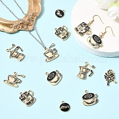30Pcs 6 Styles Blended Coffee Alloy Enamel Pendants&nbsp;ENAM-CJ0007-64