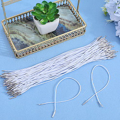 100Pcs Round Polyester Elastic Hang Tag with Stainless Steel Findings&nbsp;FIND-GF0006-99A