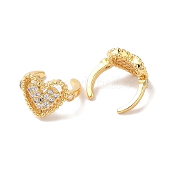 Hollow Heart Brass Micro Pave Cubic Zirconia Cuff Earrings for Women&nbsp;EJEW-P281-06G