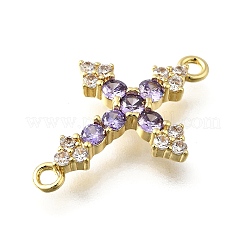 Brass Pave Cubic Zirconia Connector Charms&nbsp;KK-Q066-12G