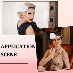 Alloy & Rubber & Rhinestone & Feathers & Seed Glass & Plastic Headbands&nbsp;OHAR-WH20011-15B
