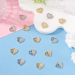 16Pcs 2 Colors Rack Plating Alloy Micro Pave Rhinestone Pendants&nbsp;FIND-TA0010-15