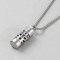 Hollow Column Perfume Bottle Pendant Necklaces&nbsp;NJEW-WH0013-28