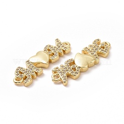 Brass Micro Pave Cubic Zirconia Connector Charms&nbsp;ZIRC-I062-06G