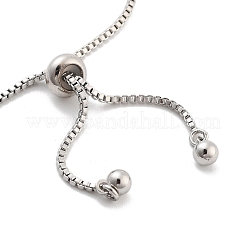 Brass Pave Clear Cubic Zirconia Flat Round Box Chain Slider Bracelets&nbsp;BJEW-B094-12A-P