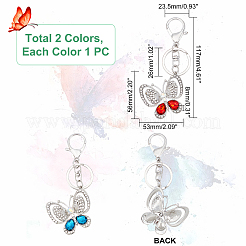 2Pcs 2 Colors Alloy Rhinestone Keychain&nbsp;KEYC-WR0001-06