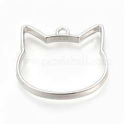 Rack Plating Alloy Kitten Open Back Bezel Pendants&nbsp;X-PALLOY-R099-29P-FF