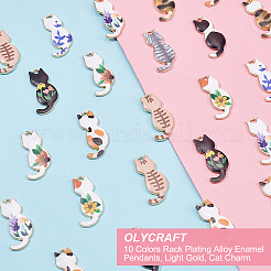 40Pcs 10 Colors Rack Plating Alloy Enamel Pendants&nbsp;ENAM-OC0001-16