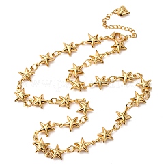 304 Stainless Steel Star Link Chain Necklaces for Women&nbsp;NJEW-G178-13G