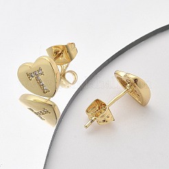 Rack Plating Brass Micro Pave Clear Cubic Zirconia Stud Earrings&nbsp;EJEW-K299-01G-T