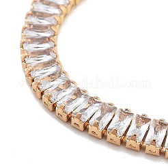 Brass Pave Clear Cubic Zirconia Rectangle Box Chain Slider Bracelets&nbsp;BJEW-B094-05A-G