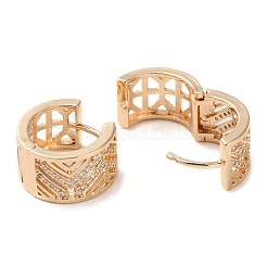 Rack Plating Brass Micro Pave Cubic Zirconia Thick Hoop Earrings&nbsp;EJEW-P238-08KCG