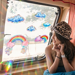 Rainbow & Cloud Rainbow Prism Electrostatic Window Stickers&nbsp;PW-WGA11A0-01