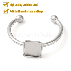 Non-Tarnish 304 Stainless Steel Open Cuff Ring Components&nbsp;STAS-I306-03P