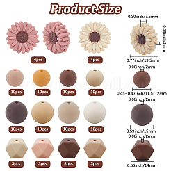100Pcs 14 Styles Food Grade Eco-Friendly Silicone Beads&nbsp;SIL-PA0001-16