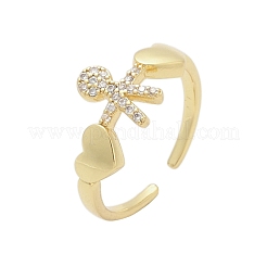 Brass Micro Pave Cubic Zirconia Adjustable Cuff Rings for Women&nbsp;RJEW-C129-11G