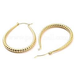 304 Stainless Steel Textured Teardrop Hoop Earrings&nbsp;EJEW-B023-19G
