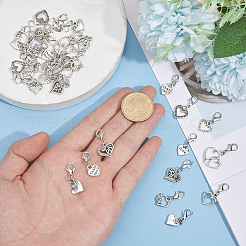 36Pcs 9 Styles Alloy Heart Pendant Decorations&nbsp;HJEW-GO00260