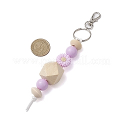 Wood & Acrylic & Silicone Beaded Keychain&nbsp;KEYC-JKC00798