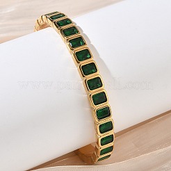 304 Stainless Steel & Cubic Zirconia Cuff Bangles for Women&nbsp;BJEW-T031-01C