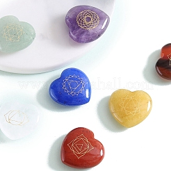 7 Chakra Natural Gemstone Healing Heart Figurines&nbsp;PW-WGD5834-01