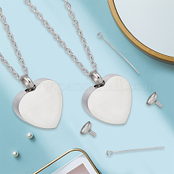 2Pcs Stainless Steel Heart Cinerary Casket Pendant Necklaces&nbsp;NJEW-CN0001-25