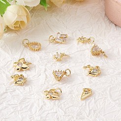 16Pcs 8 Style Brass Micro Pave Cubic Zirconia Charms&nbsp;KK-SZ0006-15