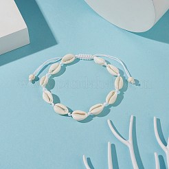 Natural Cowrie Shell Braided Beaded Anklets&nbsp;AJEW-AN00516-01