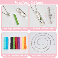 2Pcs 2 Styles Anti-Tarnish Stainless Steel Mini Hollow Column Perfume Bottle Necklaces&nbsp;NJEW-DR0001-02A