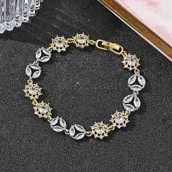 Brass Micro Pave Clear Cubic Zirconia Link Chain Bracelets for Women&nbsp;BJEW-C156-06A-PG