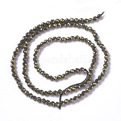 Natural Pyrite Beads Strands&nbsp;G-F596-38-3mm