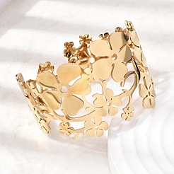 304 Stainless Steel Cuff Bangles for Women&nbsp;BJEW-B166-01G