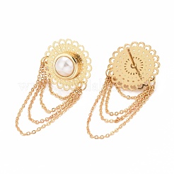 Acrylic Pearl Flower with Dangle Chains Stud Earrings&nbsp;EJEW-I265-04G