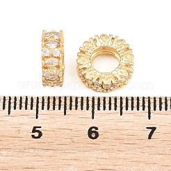 Brass Micro Pave Clear Cubic Zirconia European Beads&nbsp;KK-B186-20G