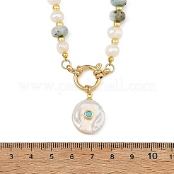 Natural Baroque Keshi Pearl Coin Pendant Necklaces&nbsp;NJEW-JN06642