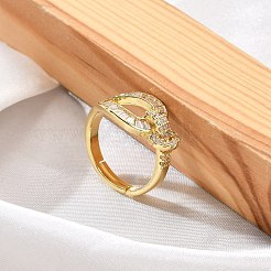 Rack Plating Brass Micro Pave Clear Cubic Zirconia Adjustable Rings for Women&nbsp;RJEW-M028-119G
