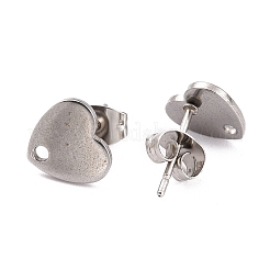 Non-Tarnish Heart Shape 304 Stainless Steel Stud Earring Findings&nbsp;LS-EJEW-O104-13P