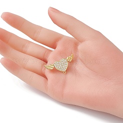 Brass Micro Pave Clear Cubic Zirconia Brooch Findings&nbsp;JEWB-YW0001-02G
