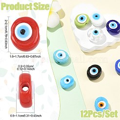 12Pcs 12 Colors Handmade Evil Eye Lampwork Beads&nbsp;LAMP-FS0001-76