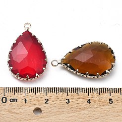 Brass and K9 Glass Pendants&nbsp;KK-Z031-32KCG