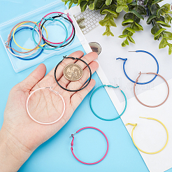 7Pairs 7 Colors 201 Stainless Steel Big Huggie Hoop Earrings&nbsp;EJEW-DC0001-09