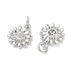 Brass Micro Pave Clear Cubic Zirconia Pendants&nbsp;KK-P349-10P