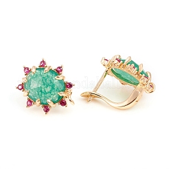 Natural Gemstone Hoop Earring Findings with Latch Back Closure&nbsp;MAK-L033-M