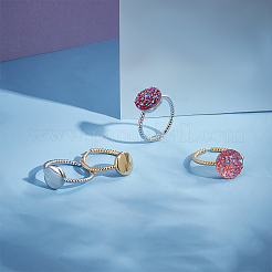 4Pcs 2 Colors Brass Flat Round Open Cuff Ring&nbsp;RJEW-UN0002-43