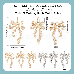 12Pcs 2 Colors Brass Pendants&nbsp;KK-BBC0020-25