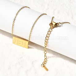 304 Stainless Steel Rectangle with 11:11 Pendant Necklaces for Women&nbsp;NJEW-Z091-16G-02