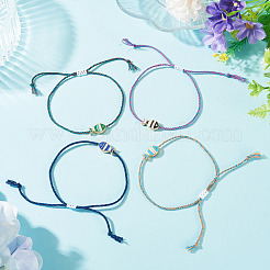 4Pcs 4 Colors Alloy Enamel Fish Charm Adjustable Bracelets&nbsp;BJEW-TA0001-30