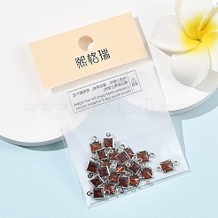 SHEGRACE Brass Pave Cubic Zirconia Square Connector Charms&nbsp;XGRQ2O169-440B-P